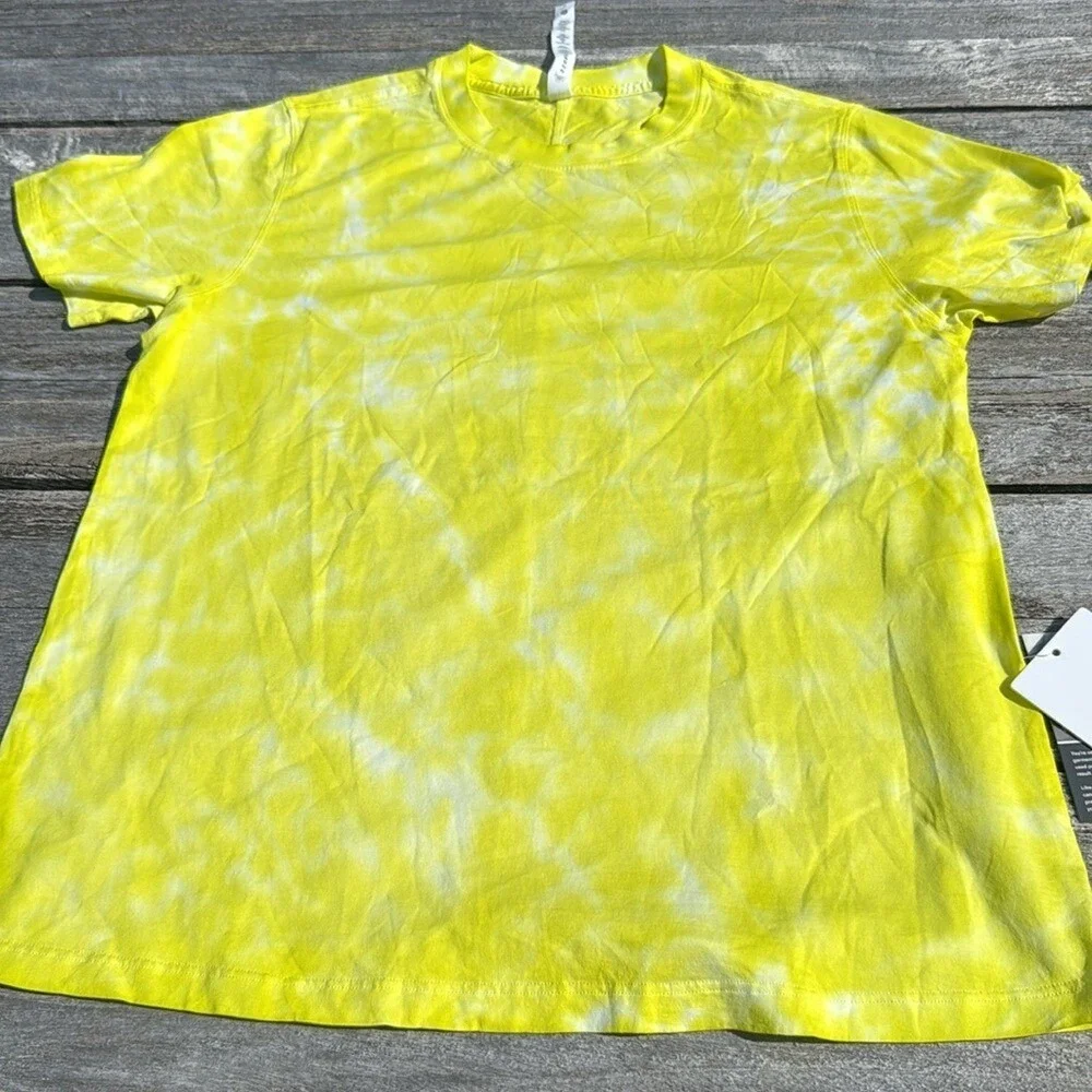 Lululemon All Yours Cotton Tee Tie Dye Yellow Size 4 NWT π - Picture 5 of 7